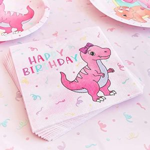 Pink Baby Girl Dinosaur Birthday Party Supplies (195 Pc)