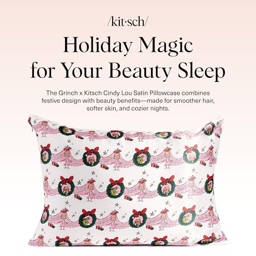 Grinch x Kitsch Satin Pillowcase - Hair & Skin Benefits - Image 3