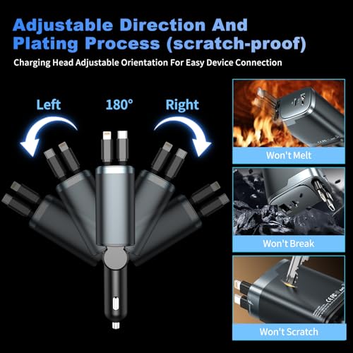 Retractable 84W USB-C 4-in-1 Fast Car Charger - Image 6