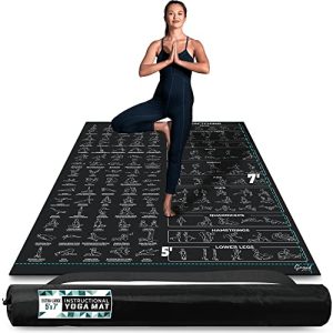 Extra-Large 7’x5′ Instructional Yoga Mat – 150 Poses Printed