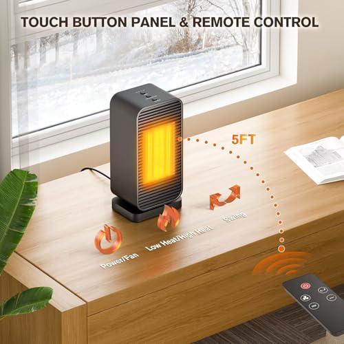 Mini 1500W PTC Desk Heater - Fan Combo, Remote & 50° Swing - Image 6