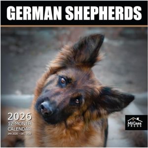 MICASA German Shepherds 2026 Wall Calendar, 12″x24″ Open