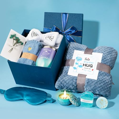 Relaxing Blue Gift Box with Blanket for Women - Image 2