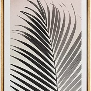 Framed Pastel Duotone Jungle Palm Leaf Art 24×36 – Natural