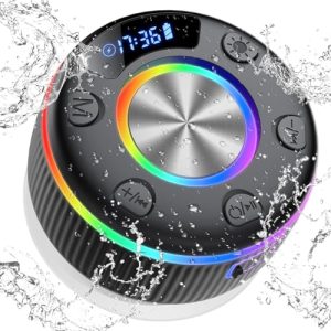 Bluetooth Shower Speaker with Time & RGB Lights – IP7 Waterproof