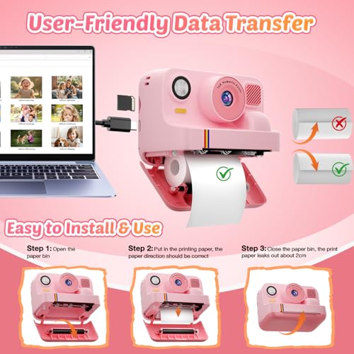Kids Instant Print Camera 1080P Video & Dual-Lens Selfie - Image 7