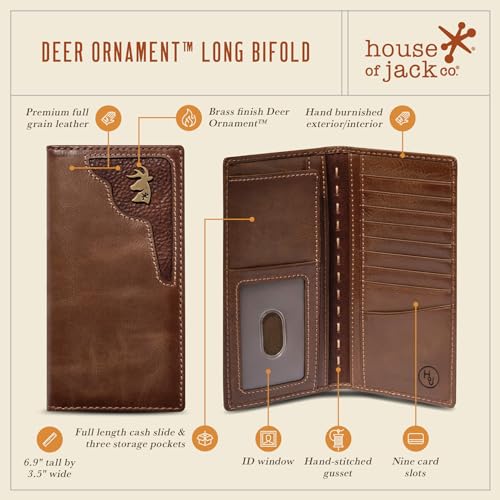 Men's Deer Ornament Long Bifold Leather Rodeo Wallet - Image 4