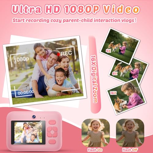 Kids Instant Print Camera 1080P Video & Dual-Lens Selfie - Image 5