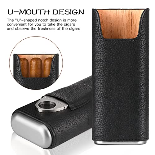 COOL KNIGHT Leather Cigar Case with Cutter - Travel Humidor - Image 4