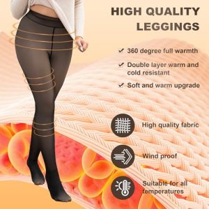 Awant Fleece Lined Tights: 2-Pack Black+Brown Winter Warmth