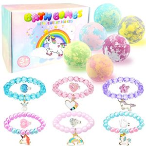 6 Large Organic Kids Bath Bombs with Surprise Jewelry