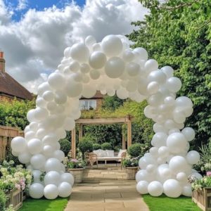 White Balloon Arch Kit – 125 Pcs Multi-Size Latex Balloons