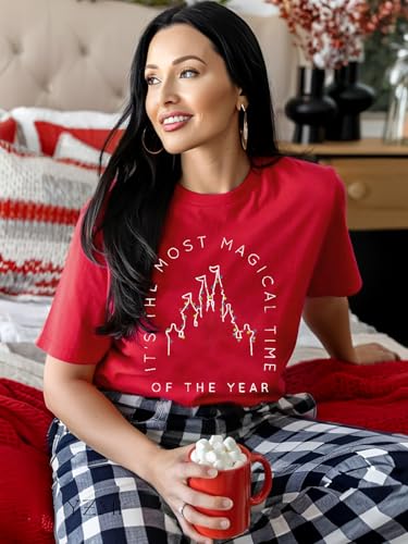 YZMI Magical Christmas Castle Light Tee - Santa Party Shirt - Image 5