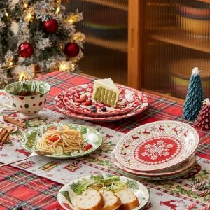 Metahom Christmas Ceramic Dessert Plates – Set of 6