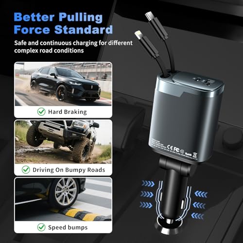 Retractable 84W USB-C 4-in-1 Fast Car Charger - Image 5