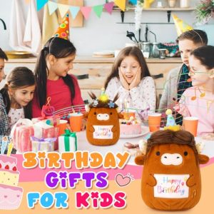 Highland Cow Plush – Singing LED Birthday Stuffed Animal