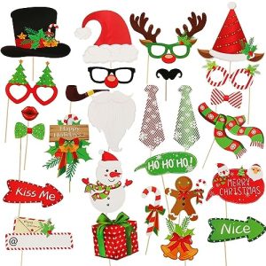 28 PCS Christmas Photo Booth Props – Festive Holiday Fun