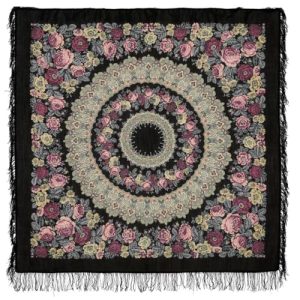 Pavlovo Posad 100% Wool Shawl: Fringe Wrap for Women (Prayer Black)