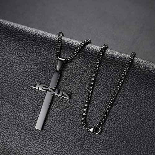 REVEMCN Stainless Steel Jesus Cross Pendant Necklace - Faith Gift - Image 3