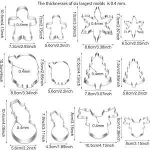 4″ Large Christmas Cookie Cutters – 6 Pc Stainless Steel Set