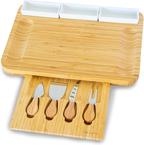 Large Bamboo Charcuterie Board & Knife Set - Home Euphoria - Image 7