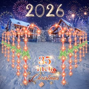 TRWYMZ 35″ LED Candy Cane Christmas Lights – 12 Pack, 8 Modes