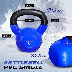 Yes4All 20lb Vinyl Kettlebell – Strength Training Blue