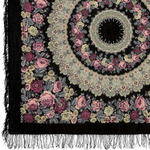 Pavlovo Posad 100% Wool Shawl: Fringe Wrap for Women (Prayer Black)