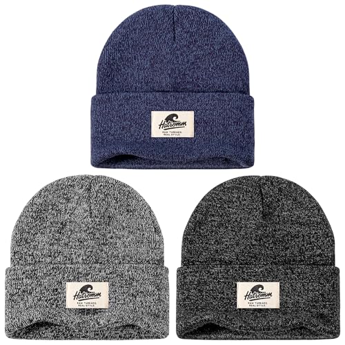 Unisex Winter Beanie Hats 3-Pack - Soft, Warm Knit Caps