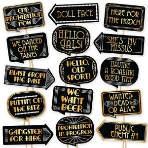 Roaring 20s Gatsby Photo Booth Props Kit – 15 Pcs PartyGraphix