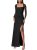 Elegant Black Bodycon Maxi Dress with Slit & Ruched