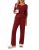 Ekouaer Women’s Ribbed Knit Fleece Pajama Set – Burgundy PJs