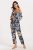 Escalier Navy Silk Pajamas Set: Floral 3-Piece Loungewear Gift