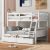 White Solid Wood Twin/Full Bunk Bed with Storage Drawers