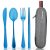 Quatish Portable Travel Utensil Set with Case – Blue