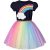 Girls’ Navy Blue Rainbow Tulle Birthday Party Dress Size 7