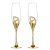 Gold Wedding Champagne Flutes – Rhinestone Hearts Set