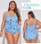 Plus Size V-Neck Tie Tankini Swimsuit: Tummy Control Bikini Set