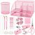 11 Pcs Pink Office Supplies Set – Mesh Desk Organizer Kit