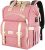 Pink Diaper Bag Backpack – USB & RFID Anti-Theft Pockets